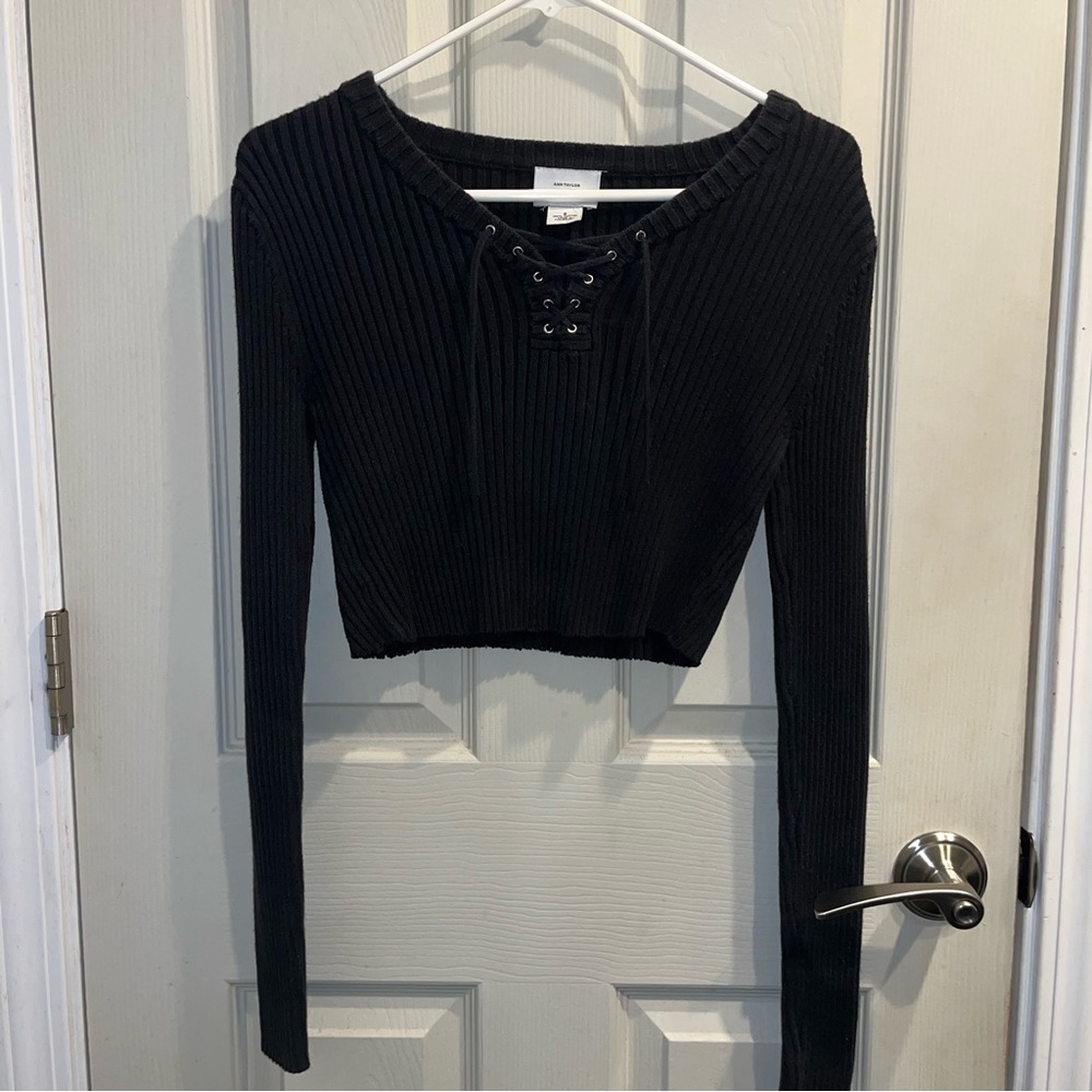LOFT Crop Ribbed Sweater